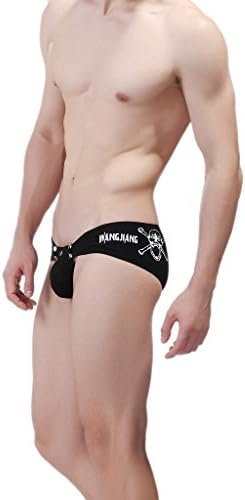 Men's Sexy Open Front Underwear Briefs Low Rise Button Underpants(XL,Black)