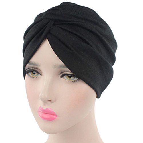 Decou Solid Color Clean Plain Twist Pleasted Hair Turban Cap (Grey)