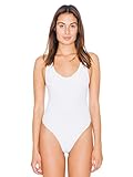 American Apparel Cotton Spandex Jersey Tank Thong Bodysuit, White, Large