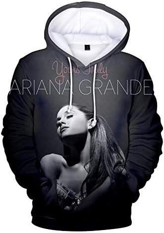 SXELODIE Fashion 3D Hoodies Printed Funny Ariana Singer Grande Hoodie Pullover Graphic Sweatshirts Hooded with Big Pockets
