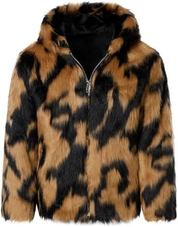 HZCX FASHION Mens Detachable Faux Fox Fur Lined Parka Jacket Warm