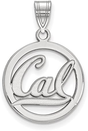 925 Sterling Silver Rhodium-plated Laser-cut University of California Berkeley Small Circle Pendant