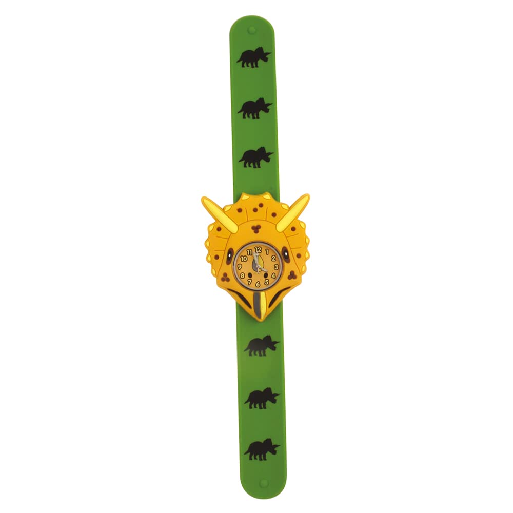 Children's Triceratops Watch by Wild Watches. Silicone Snap-on wrap around strap