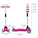 BELEEV Kick Scooter Kids 3 Wheel 4 Adjustable Height Scooter, Lean to Steer with PU LED Light Up Flashing Wheels for Children Age 3-12 Years Old (Pink)