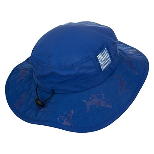 Kids' UPF 50+ Safari Sun Hat, Pink And Blue Flowers, Uv Sun Protective, Lightweight, Straps Selection (2 Pack Pink and Blue (One Each)) - Thumbnail 2