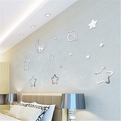 Ayatr Wall Sticker Universe Moon Stars 3d Acrylic Mirror Wall