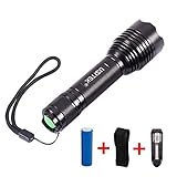 USITEK Super Bright LED Handheld Flashlight CREE XML T6 With 5 Light Mode,1200 Lumens Water Resistant Outdoor Torch.Include Rechargeable 18650 Battery and Charger.