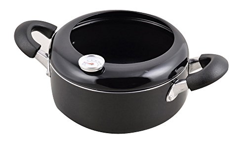 Click Here to See More Images Japanese Non-Stick Coating Tempura Frying Pan with Thermometer With Dual Side Handle 20cm (7.8 inches) Mini Tempura Fryer Non Drip Design Imported From Japan