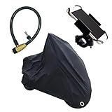 Waterproof Motorcycle Cover PLUS Bonus Accessories - Motorbike Lock, Phone Mount and Carry Bag - Universal Fit for Small Medium Large XL Bikes and Scooters - All Season Outdoor Protection Rain and UV
