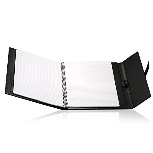 Gallaway Leather Padfolio Portfolio Folder - fits Letter, Legal, A4 Notebooks and Notepads (Black)