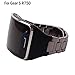 HWHMH 1PC Replacement Stainless Steel Metal Band / Genuine Leather Band Strap For Samsung Galaxy Gear S SM-R750 Smart Watch (No Tracker) (Black Stainless Steel, Black)