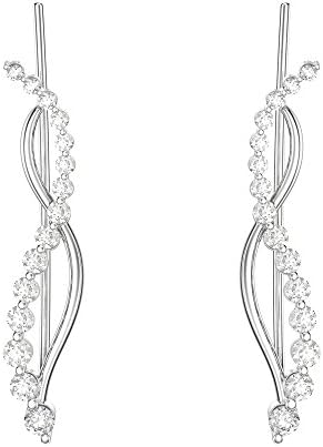 VAN LECONY White Gold Plated Intertwining Swirl Cubic Zirconia Ear Cuffs