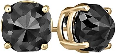 Amazon Com 2 Ct Black Diamond Studs 14k Yellow Gold Earrings Jewelry