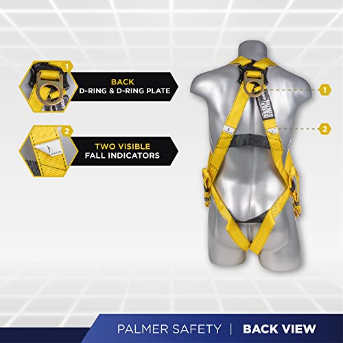 Palmer Safety Full Body Harness 3pt Adjustment, Dorsal DRing, Fall