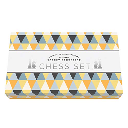 Robert Frederick Chess Set, 32 Wooden Pieces, 28 x 28cm Bi-Fold Board, in Patterned Box