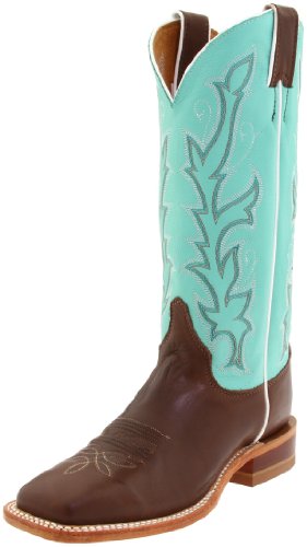 Justin Boots Women's U.S.A. Bent Rail Collection 13" Boot Wide Square Double Stitch Toe Leather Outsole,Chocolate Burnished Calf/Seagreen Plush,5.5 B US