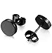 FIBO STEEL Stainless Steel Black Stud Earrings for Men Women, 3mm-8mm Available