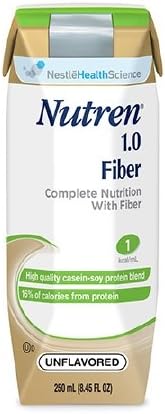Nutren 1.0 with Fiber, Unflavored (Formerly Vanilla) 250 ml., 1 Cal Formula w/ Prebio - Case of 24