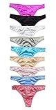 Lot 1 6 or 12 pcs Smooth Quality Satin Thong panty S/M/L/XL (951) (LARGE, 1 pcs Any Color Possible)