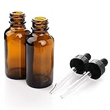 Yesker Amber Glass Bottles Essential Oils Glass Eye Dropper 30 ml (1oz) Essential Oils, Chemistry Lab Chemicals, Colognes & Perfumes- Pack of 6