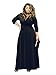 Little Beauty Women's Plus Size V Neck 3/4 Sleeves Evening Party Long Lace Dresses Black L