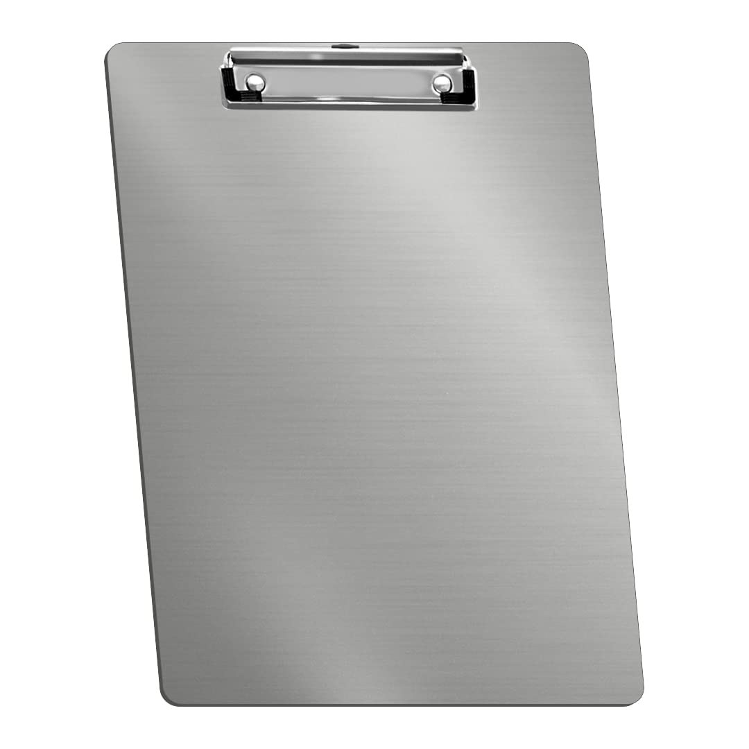 Acrimet Aluminum Clipboard, Document Holder with Low Profile Clip, Letter Size A4 (34.5cm x 23.5cm) (Silver Color) (1 Pack)