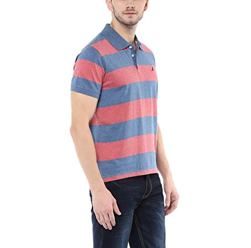 american crew men's cotton t-shirt blue and brick red melange