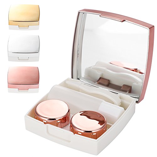 Contact Lens Box, Mini Simple Contact Lens Holder Eye Care Lenses Container Case Portable Mirror Tweezer Travel Kit Box (White) - Thumbnail 4