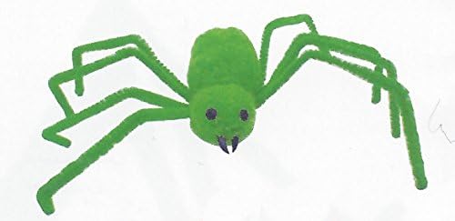 11" Plush Colored Spider with Poseable Legs Halloween Home Decor or Party Favors (Green)