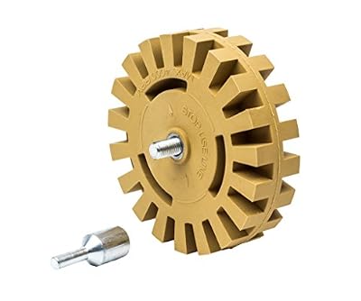 Decal Removal Eraser Wheel Tool Kit - 4 inch Rubber Power Drill Attachment For Removing Pinstripes, Stickers, & Adhesive Vinyl Decals from Cars, Rvs, Boats and More by Canopus