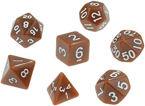 Top Quality Set of 7 Opaque Dice - Brown Dice