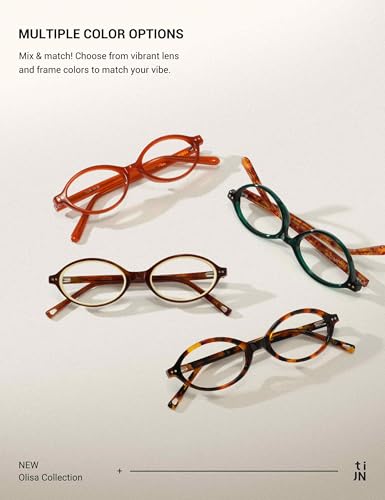 TIJN Olisa Blue Light Blocking Glasses for Women Men,Oval Glasses Frame Bluelight Glasses for Gaming/Computer/Screen