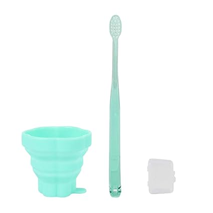 IPOTCH 1 Und Taza con cepillos de Dientes de Silicona para Viaje Portàtil Duradero - Verde