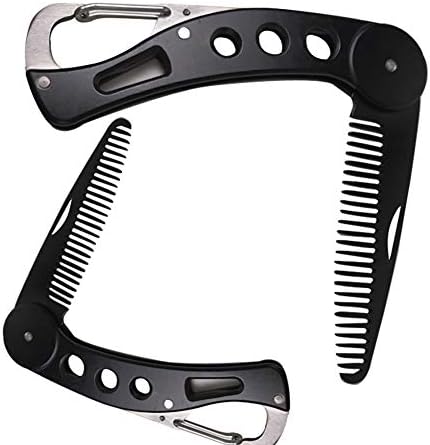 Beito 1PC Portable Beard Comb Pocket Folding Mustache Styling Comb Men's Hair Grooming Kit Stainless Steel Beard Comb Multifunctional Bottle Opener