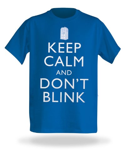 Doctor Who Keep Calm and Don't Blink T-Shirt, Royal Blue, X-Large