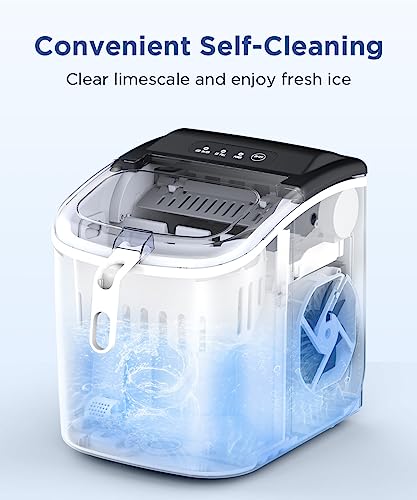 COWSAR Ice Makers Countertop, Portable Ice Maker Machine with Self-Cleaning, 26.5lbs/24Hrs, 6 Mins/9 Pcs Bullet Ice, Ice Scoop and Basket, Handheld Ice Maker for Kitchen/Home/Office/Party