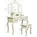 Tribesigns Vanity Set with Tri-Folding Lighted Mirror, French Vintage Makeup Vanity Dressing Table Dresser Desk with 5 Drawers, 8 LED Lights and Cushioned Stool for Bedroom,White