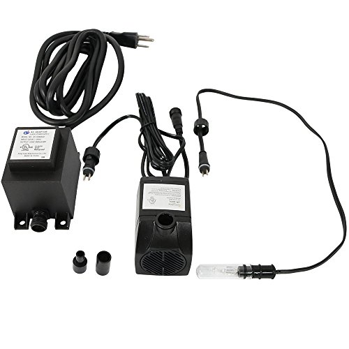 Sunnydaze Submersible Water Fountain Pump with Transformer and Finger Light, Use for Small Fountains or Aquariums, 2 Nozzles, 120 Volt, 160 GPH - Thumbnail 2