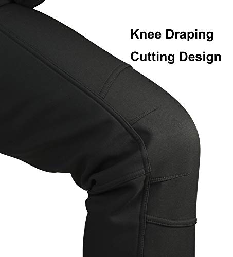 Men's Warm Softshell Fleece Lined Hiking Ski Pants Water Repellent Windproof Black - Thumbnail 3