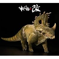 Nanmu Studio 1/35 Scale Sinoceratops Figure Ceratops Statue Tower Shield Realistic Dinosaur Action Figure PVC Model Toys Dinos Collector Decor Gift for Adult Two Color(Green)