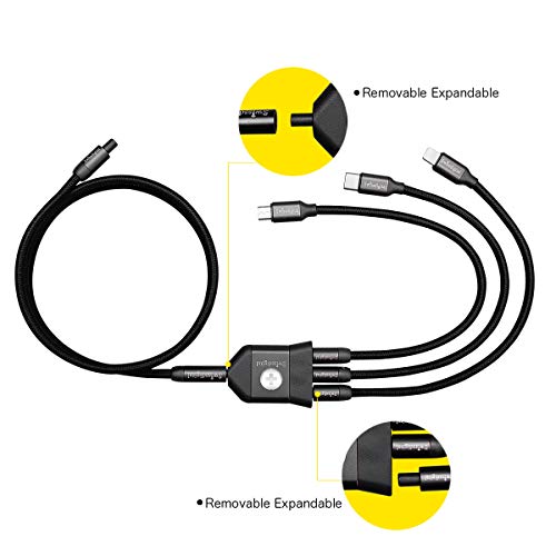 USB 3 in 1 Cable, Swissdigital Multi Charging Syncing Braided to Micro/Type C Connectors,Fast Charging Connectors for iPhone X 8 8Plus, iPad,Samsung S8 S7 Android Devicesï¼ŒBlack â€¦