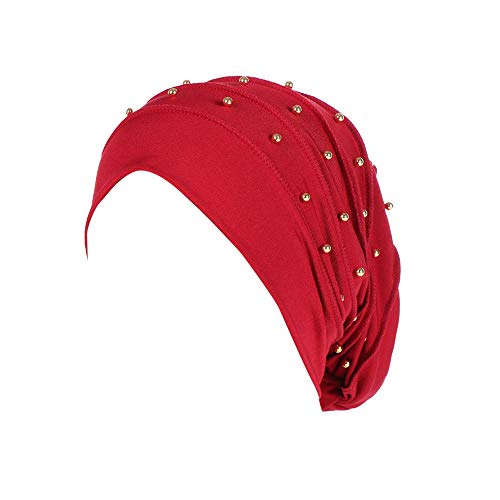 ZOMUSAR Bella Scarf Chemo Muslim Hat Turban Head Scarves Wrap Cap Pre-Tied Headwear Bandana Tichel for Cancer (Red)