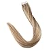Full Shine Tape in Human Hair Extensions Color 10/613 Blonde with Brown Hair 18 Inch Real Hair Extensions Tape in 20 Pieces for Wedding 50grams Seamless Skin Weft Natural Hair Extensions Tape Ins