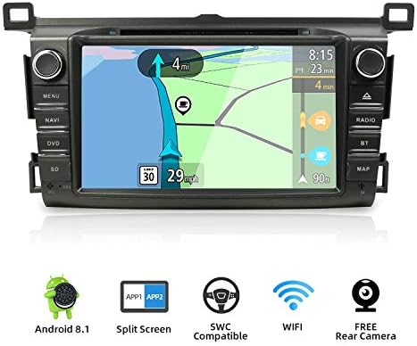 8 Inch 2G RAM Android 7.1 Double din Car Stereo GPS Radio for Toyota RAV4 2013-2015 Touch Screen GPS Navigation Audio Support DAB OBD TPMS FM AM SWC LCD Monitor Head Unit with Camera&Canbus