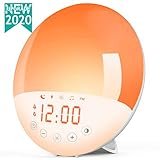 Wake Up Light Alarm Clock,Sunrise Alarm Clock with Sunrise/Sunset Simulation & White Noise Sleep Aid,7 Colors Atmosphere Lamp,8 Natural Sounds & Voice Recorder,FM Radio,Snooze for Kids Adults Bedroom