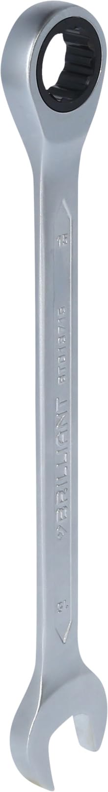 BRILLIANT TOOLS BT013715 Ratchet Ring Spanner, 15 mm [Powered by KS Tools]