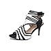 Wonvatu Women Sexy Peep Toe Pumps Zebra Dress Sandal Black and White Gladiator Shoes