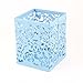SODIAL(R) Light Blue Hollow Rose Flower Square Metal Pen Pencil Pot Holder Organizer