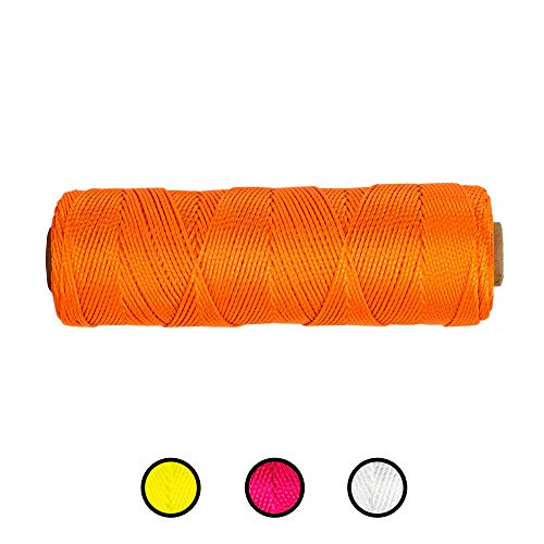 Twisted Nylon Mason Line #18 - SGT KNOTS - Moisture, Oil, Acid, Rot Resistant - Twine String Masonry, Marine, DIY Projects, Crafting, Commercial, Gardening use (500 feet - Fluorescent Orange)