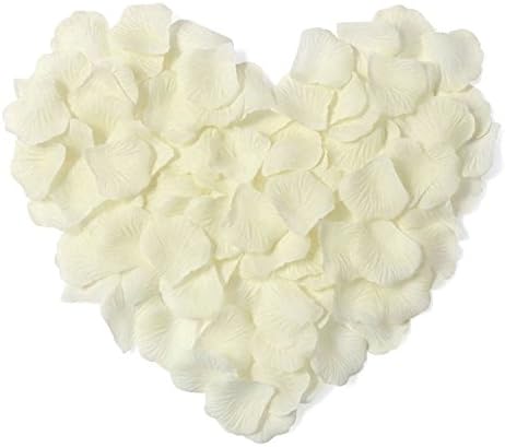 1000pcs Ivory Silk Rose Petals Artificial Flower Wedding Party Vase Decor Bridal Shower Favor Centerpieces Confetti (Ivory)